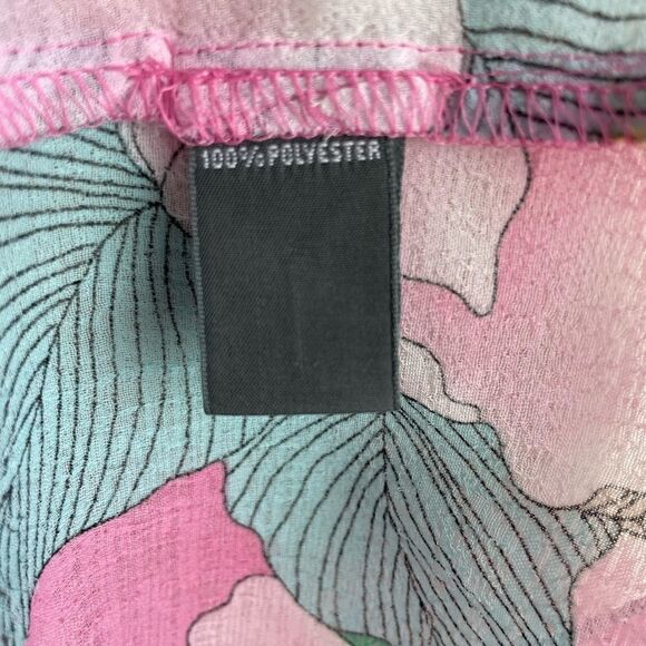 NWT Josephine Chaus Hot Pink Floral Sheer Blouse Size 10 - Picture 11 of 11